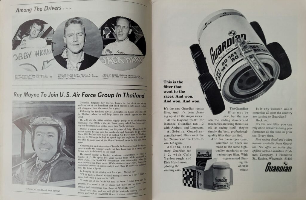 1967 NASCAR Martinsville Old Dominion 500 Program - Roy Mayne