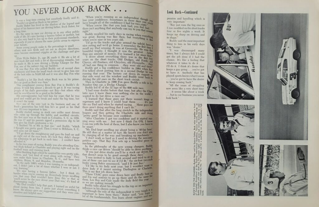 1967 NASCAR Martinsville Old Dominion 500 Program - You Never Look Back