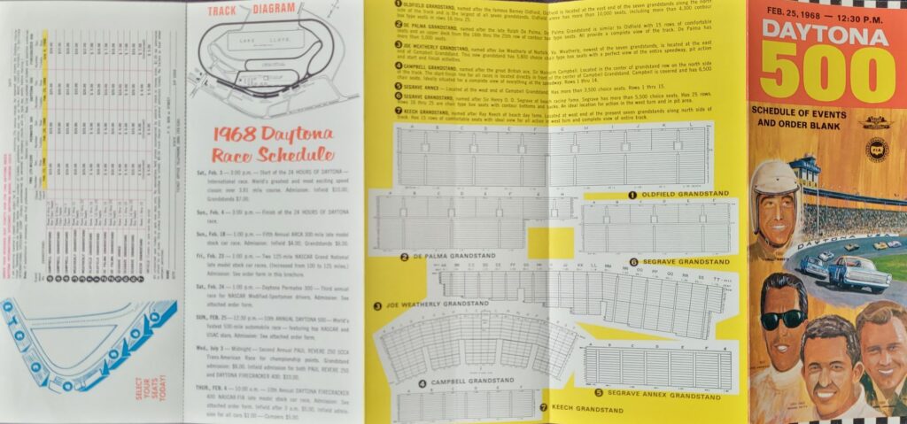 1968 NASCAR Daytona 500 Ticketing Brochure Interior