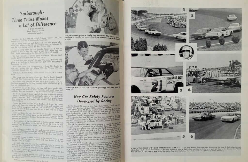 1968 NASCAR Martinsville Old Dominion 500 Program - Cale Yarborough