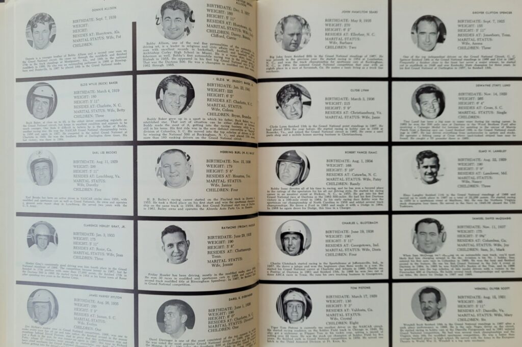 1968 NASCAR North Wilkesboro Wilkes 400 Program - Drivers