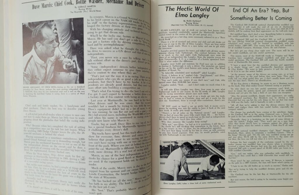 1969 NASCAR Martinsville Old Dominion 500 Program - Dave Marcis