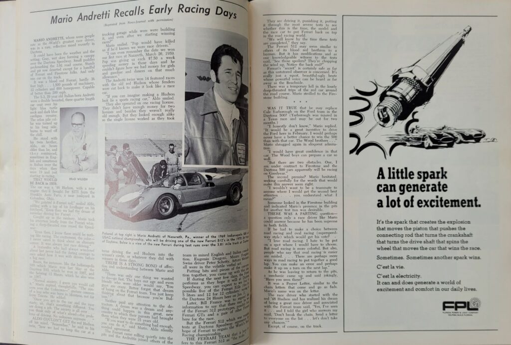 1970 NASCAR Daytona 500 Program - Mario Andretti