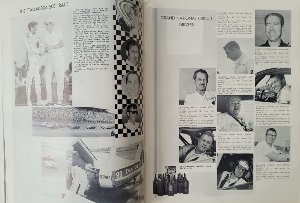 1970 NASCAR Martinsville Old Dominion 500 Program - Grand National Drivers