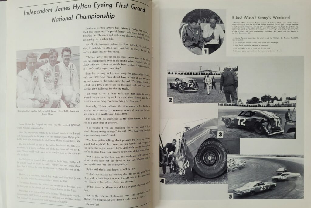 1970 NASCAR Martinsville Old Dominion 500 Program - James Hylton