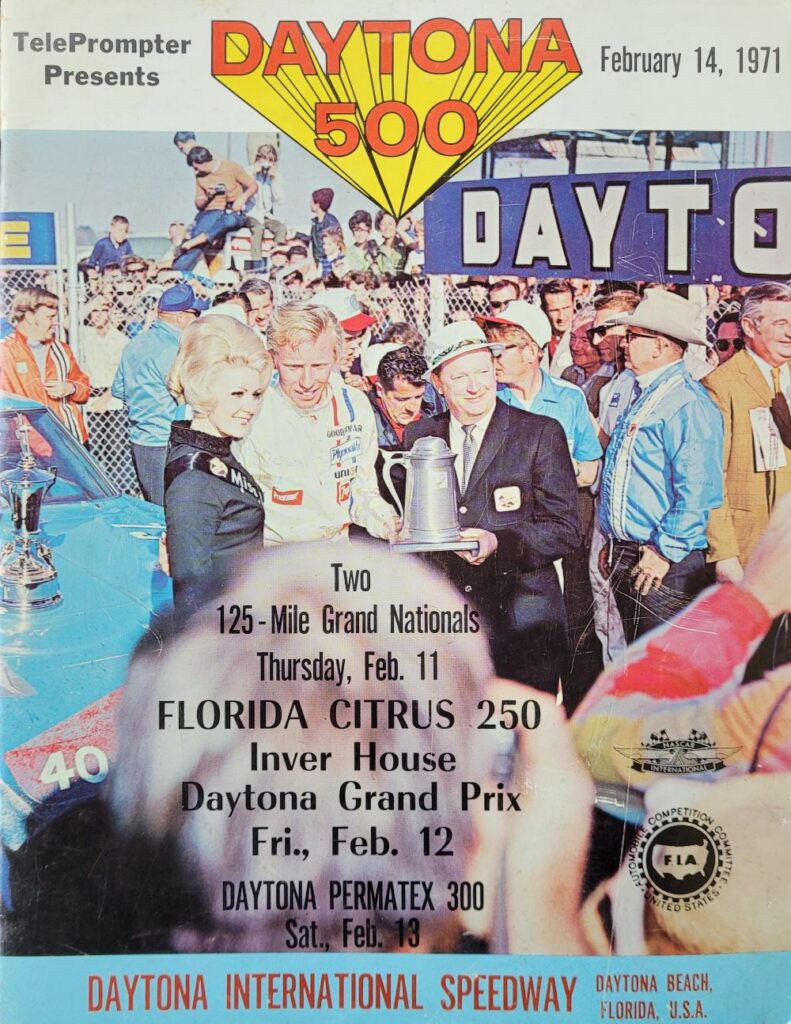1971 NASCAR Daytona 500 TelePrompter Presents Program Front Cover