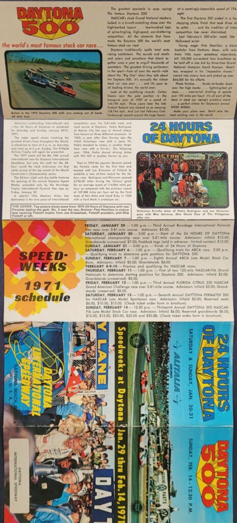 1971 NASCAR Daytona 500 Ticketing Brochure Exterior