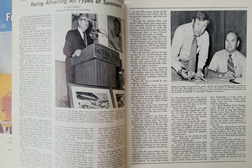 1971 NASCAR Texas World Texas 500 Program - Racing Attracting Sponsors