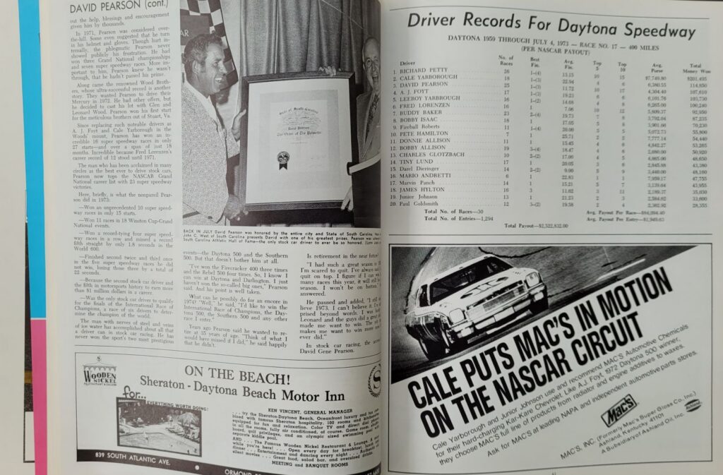 1974 NASCAR Daytona 500 Program - Pages 60-61