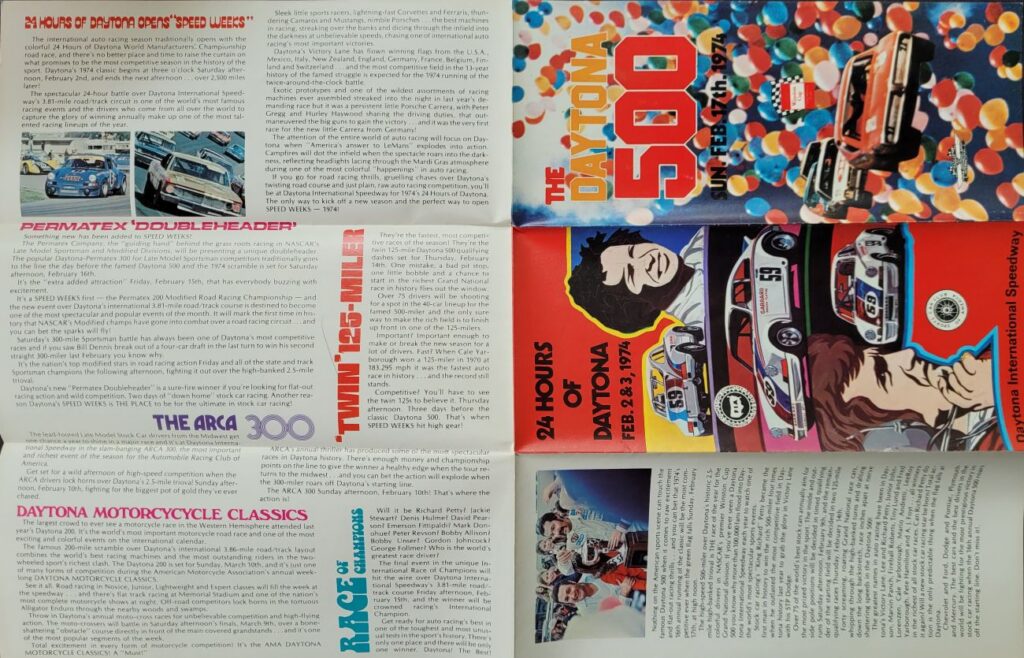 1974 NASCAR Daytona 500 Ticketing Brochure Exterior