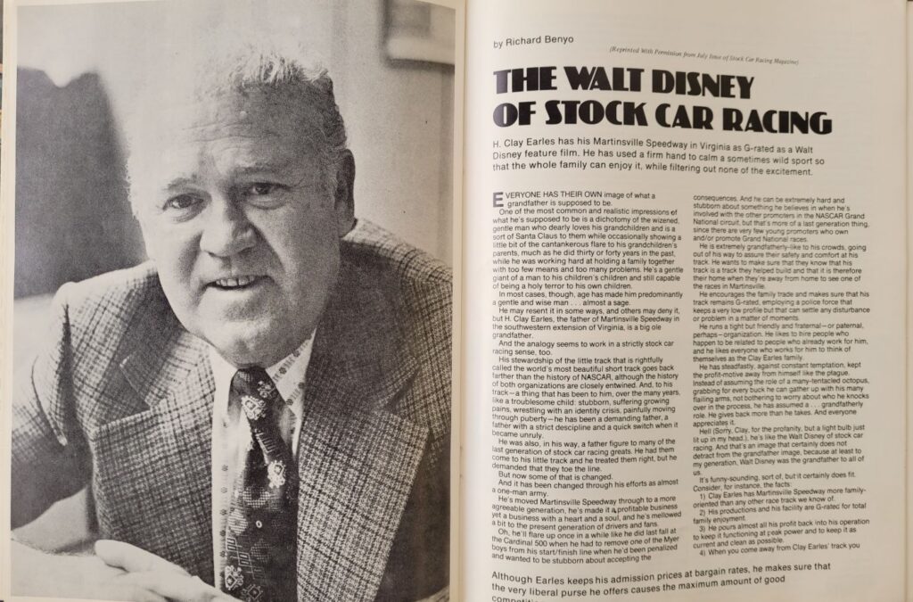 1975 NASCAR Martinsville Old Dominion 500 Program - Clay Earles