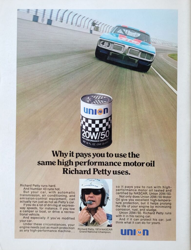 1975 NASCAR Martinsville Virginia 500 Program Back Cover