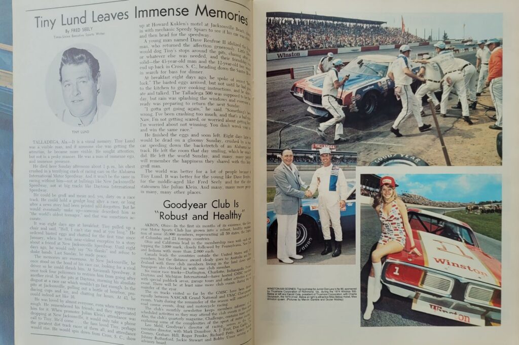 1975 NASCAR North Wilkesboro Wilkes 400 Program - Tiny Lund