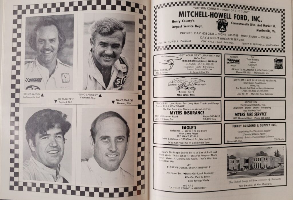1976 NASCAR Martinsville Virginia 500 Program - Drivers