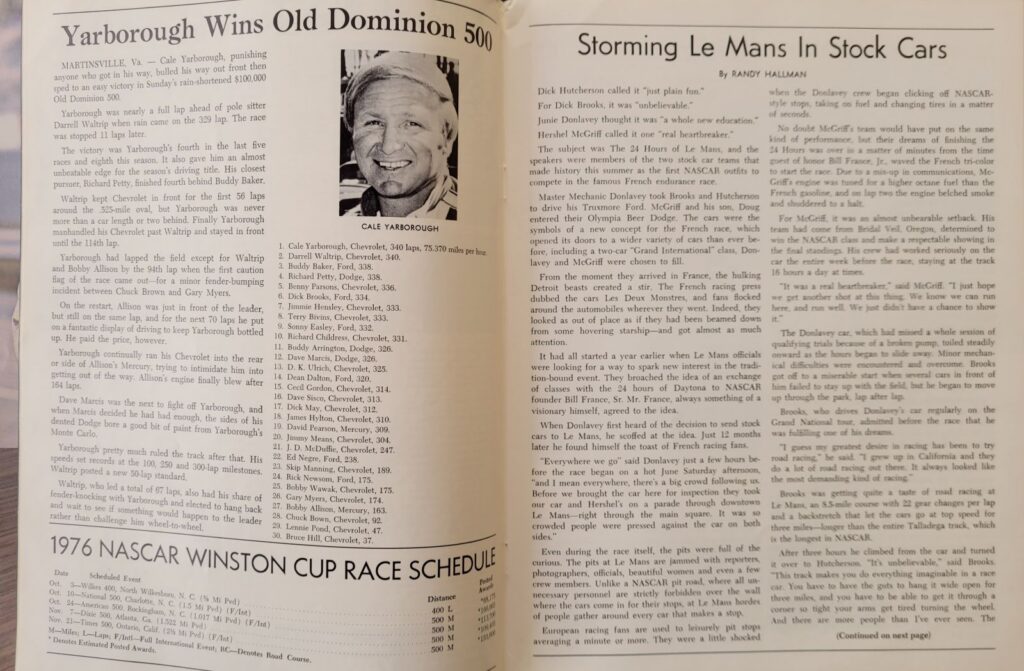 1976 NASCAR North Wilkesboro Wilkes 400 Program - Stock Cars at Le Mans