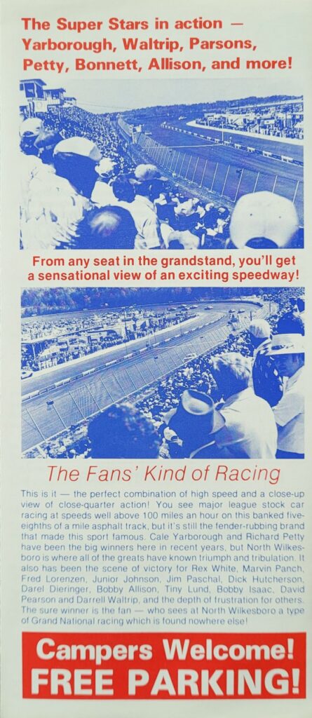 1978 NASCAR North Wilkesboro Wilkes 400 Ticketing Brochure Back