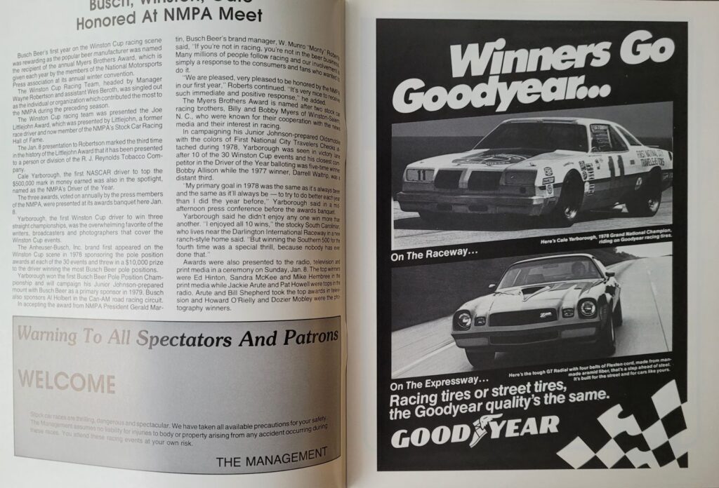 1979 NASCAR Texas World Texas 400 Program - Cale Yarborough NMPA