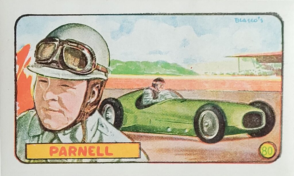1952 Cliper Heroes Mundiales Reg Parnell Card #80