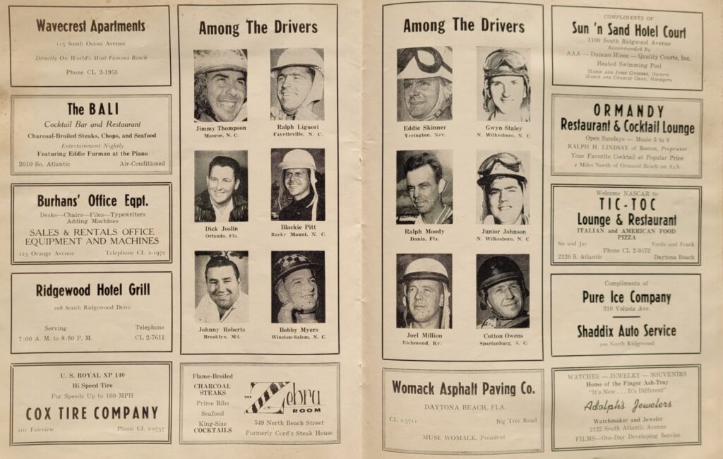 1956 NASCAR Daytona Beach & Road Course Program - Among the Drivers