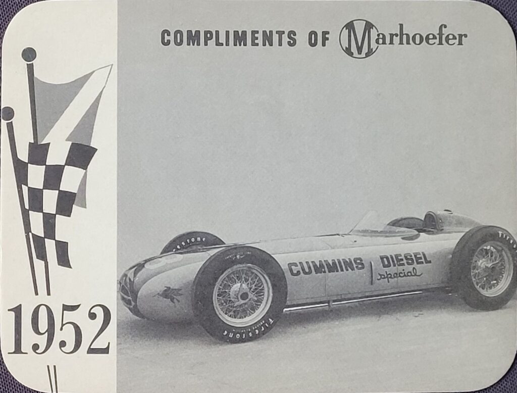 1963 Marhoefer Meats Review of Famous Racing Cars - 1952 Cummins Diesel - Front