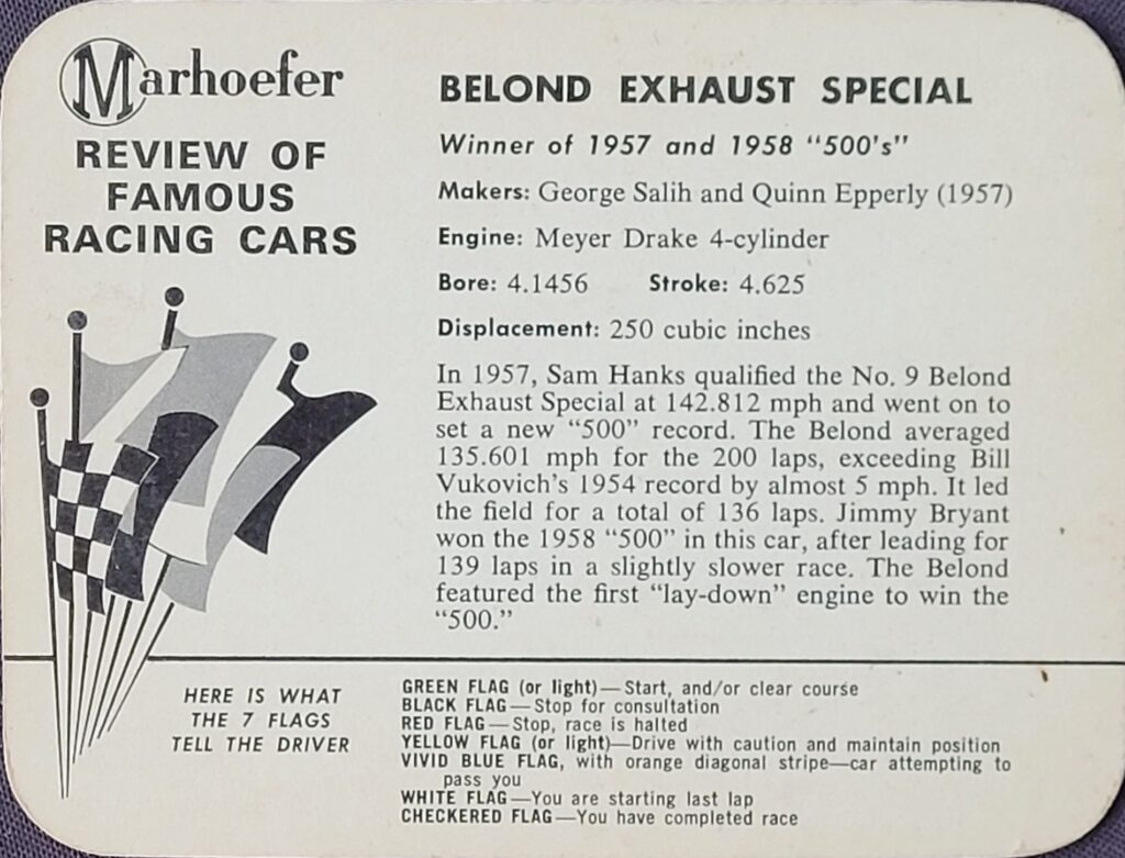 1963 Marhoefer Meats Review of Famous Racing Cars - 1957 Belond Exhaust Special - Back