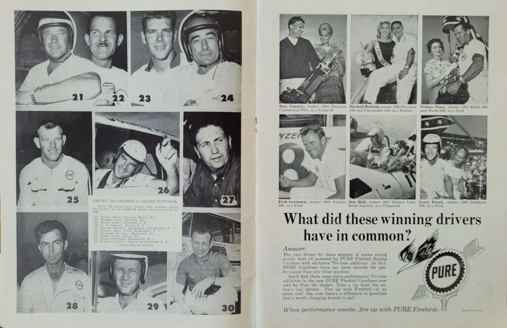 1963 NASCAR South Boston 400 Program - Grand National Drivers
