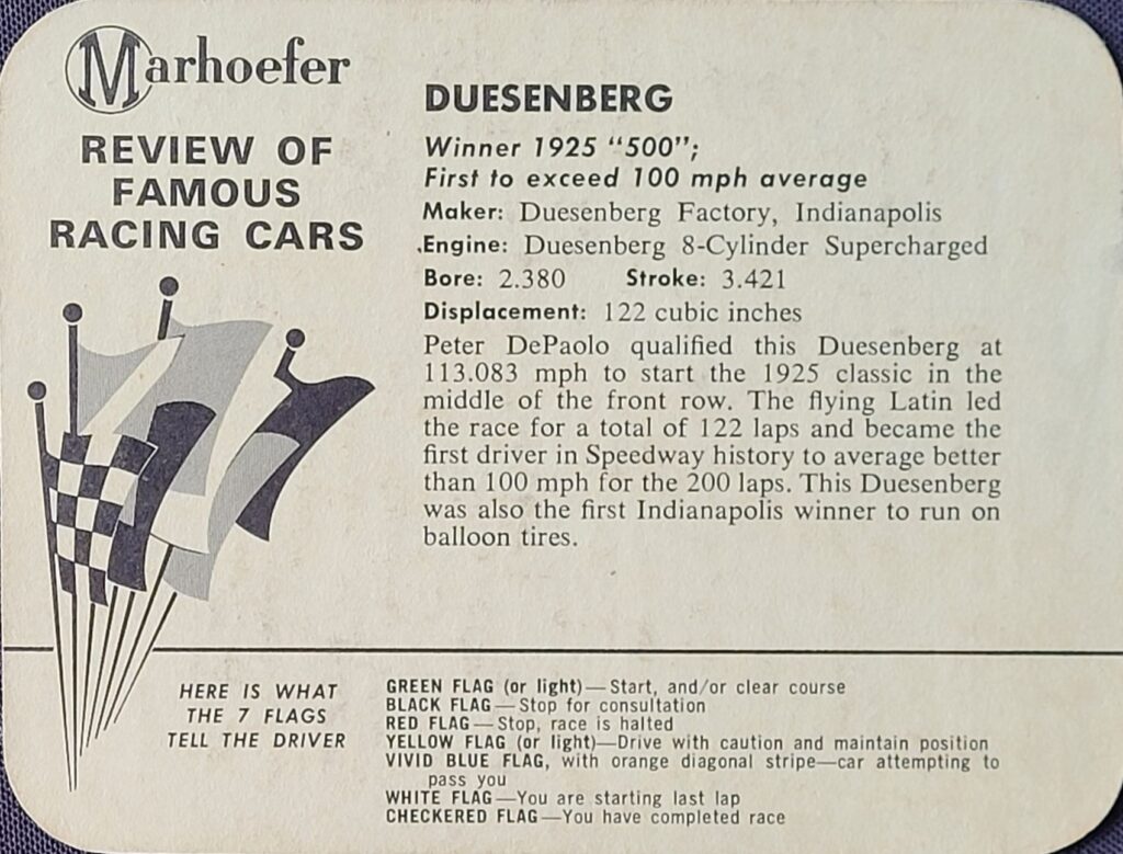 1964 Marhoefer Meats Review of Famous Cars Duesenberg of Peter DePaolo - Back