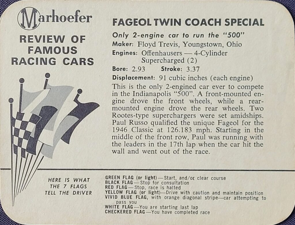 1964 Marhoefer Meats Review of Famous Cars Fageol Twin Coach Special of Paul Russo - Back