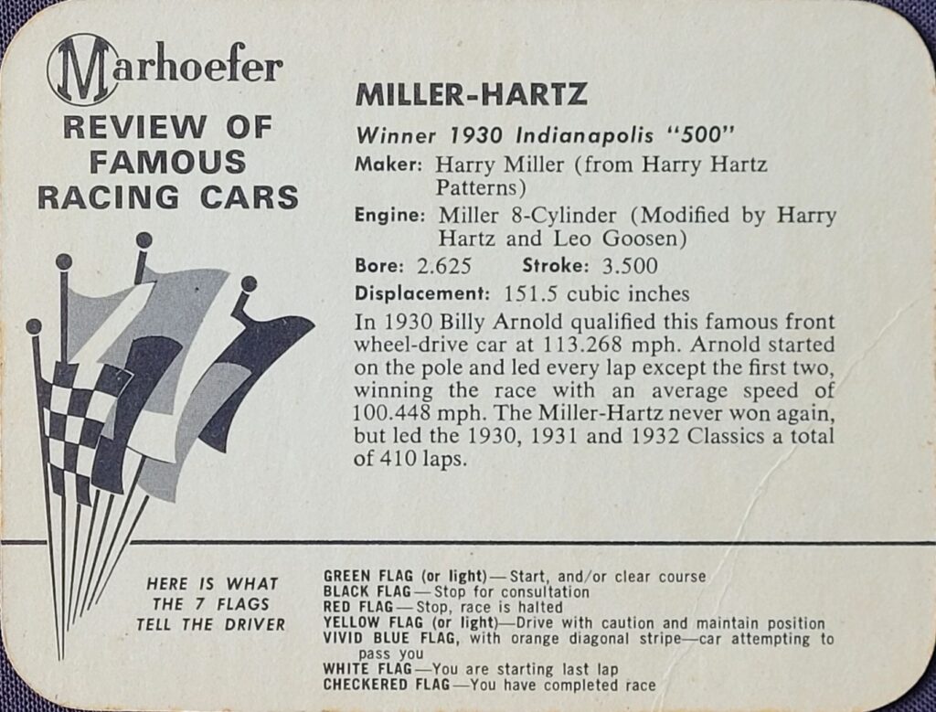 1964 Marhoefer Meats Review of Famous Cars Miller-Hartz of Billy Arnold - Back