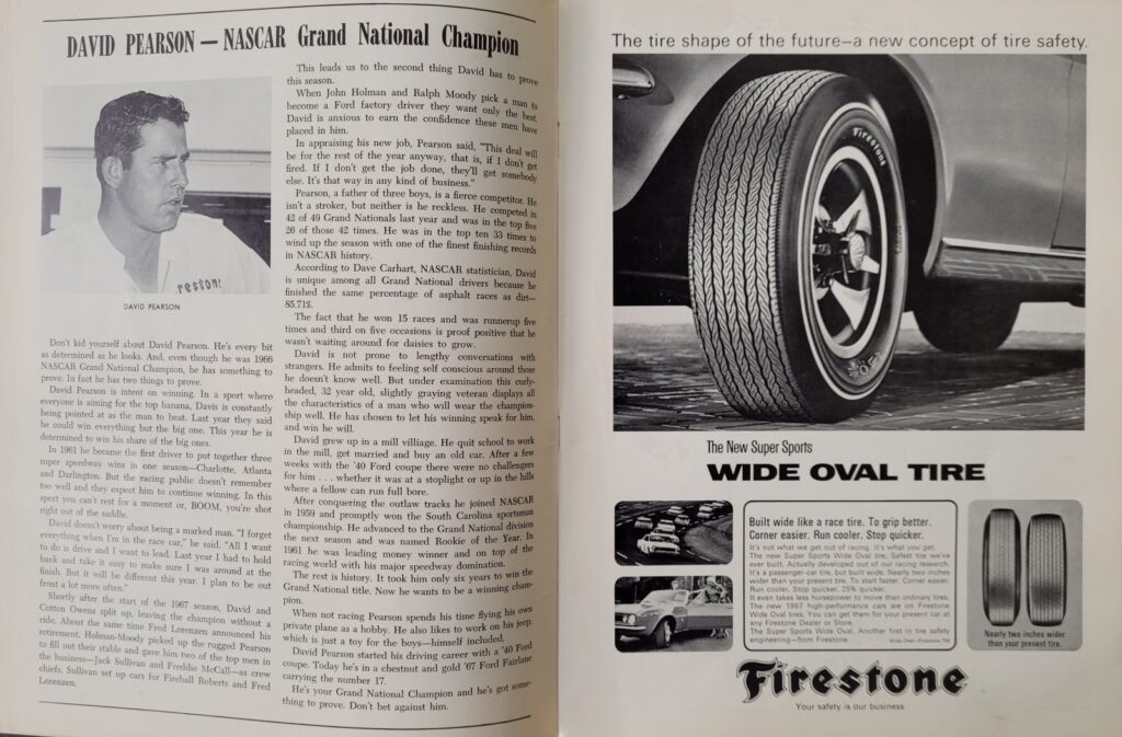 1967 NASCAR Trenton Northern 300 Program - David Pearson