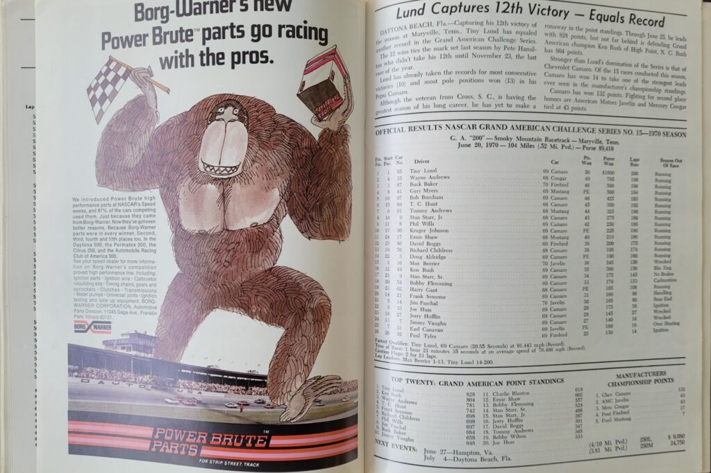 1970 NASCAR Trenton Schaefer 300 Program - Grand American