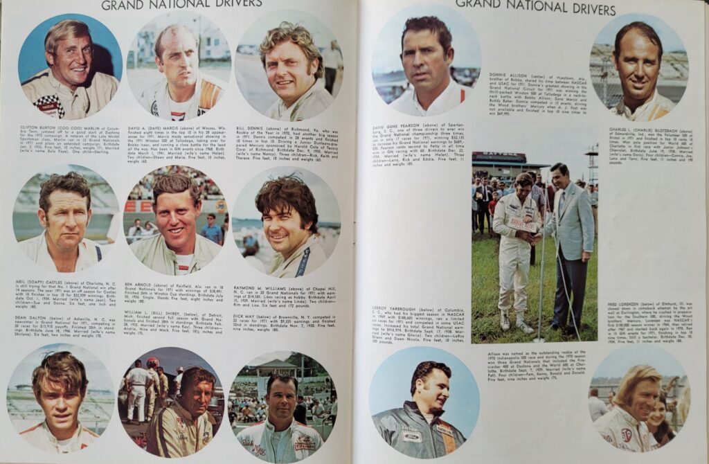 1972 NASCAR Trenton Northern 300 Program - Grand National Drivers
