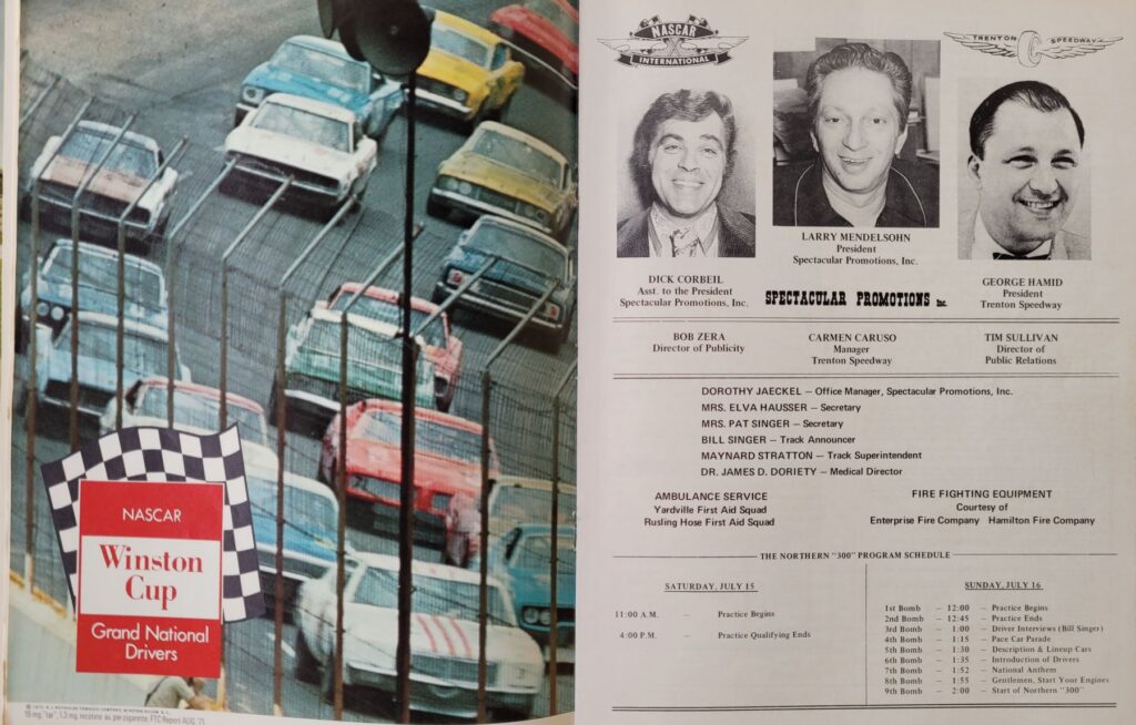 1972 NASCAR Trenton Northern 300 Program - Promotions Team