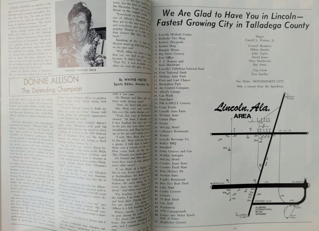 1978 NASCAR AIMS Talladega 500 Program - Pages 38-39