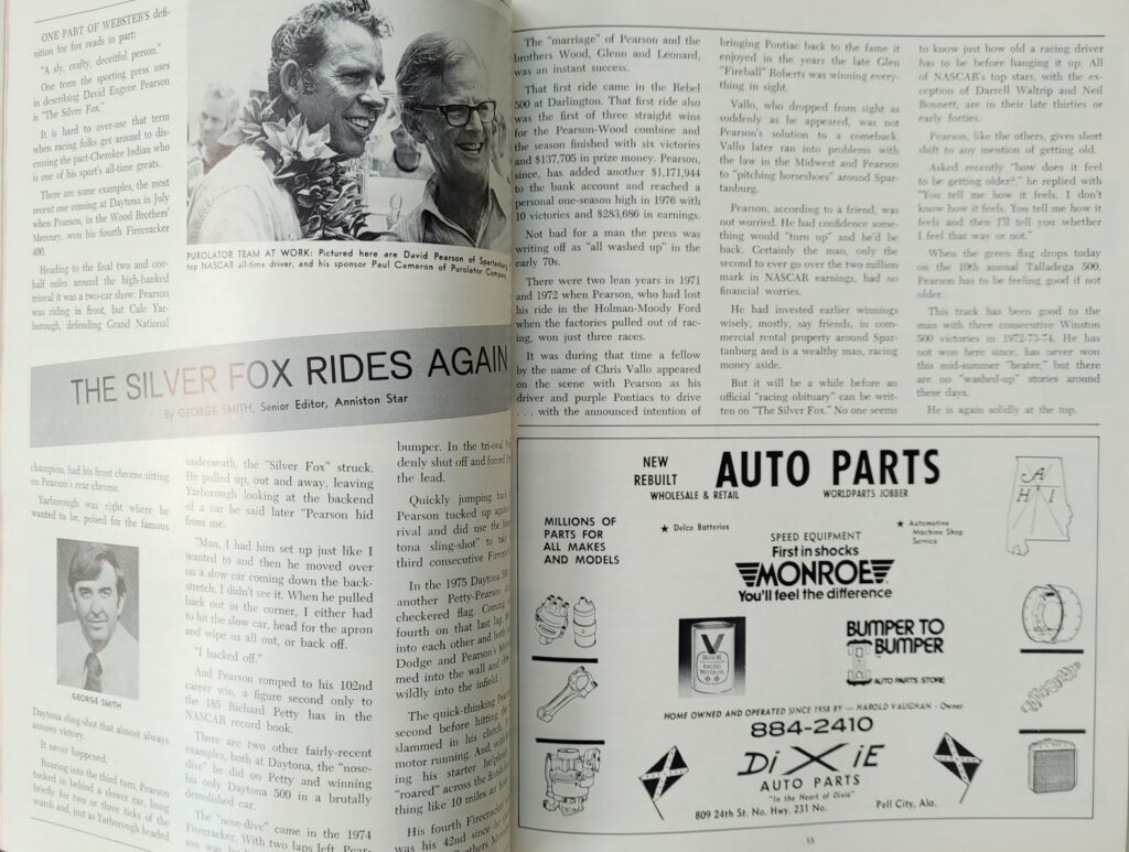 1978 NASCAR AIMS Talladega 500 Program - Pages 54-55