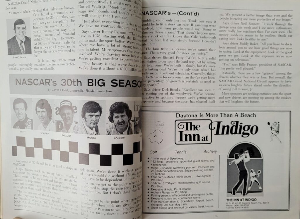 1978 NASCAR AIMS Winston 500 Program Pages 34-35