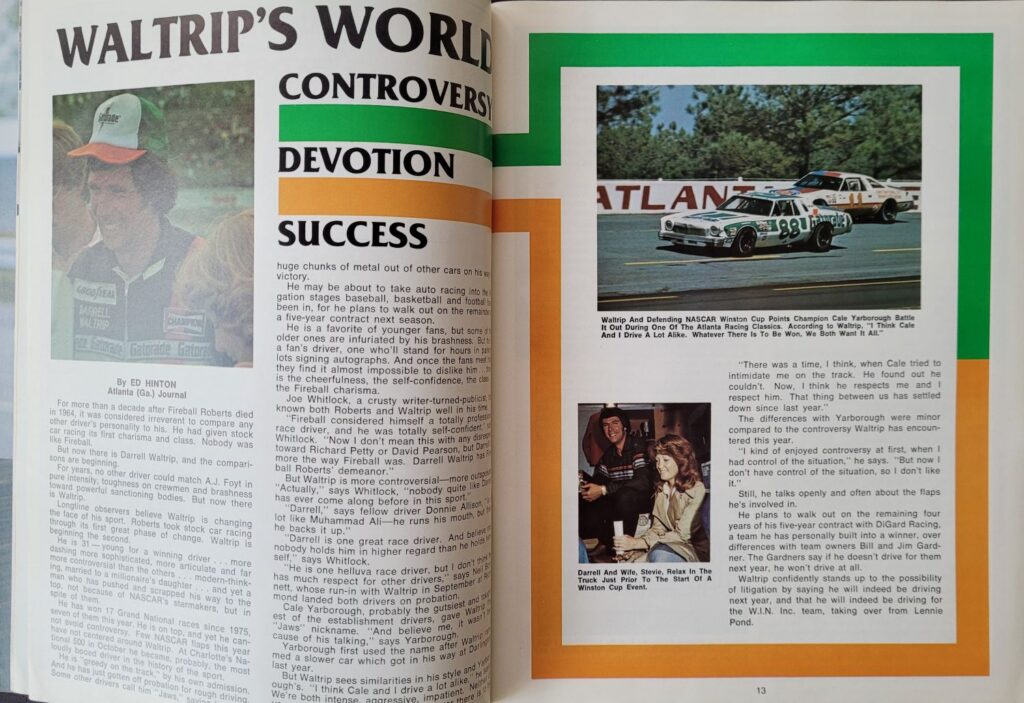 1978 NASCAR Atlanta Dixie 500 Program - Pages 12-13