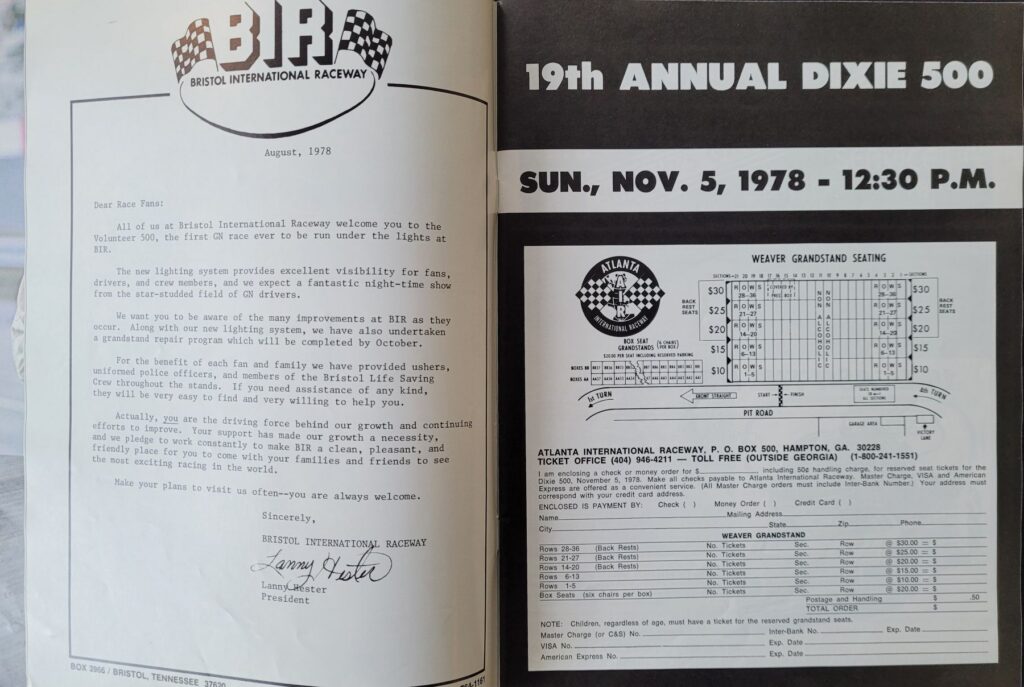 1978 NASCAR Bristol Volunteer 500 Program - Welcome to BIR
