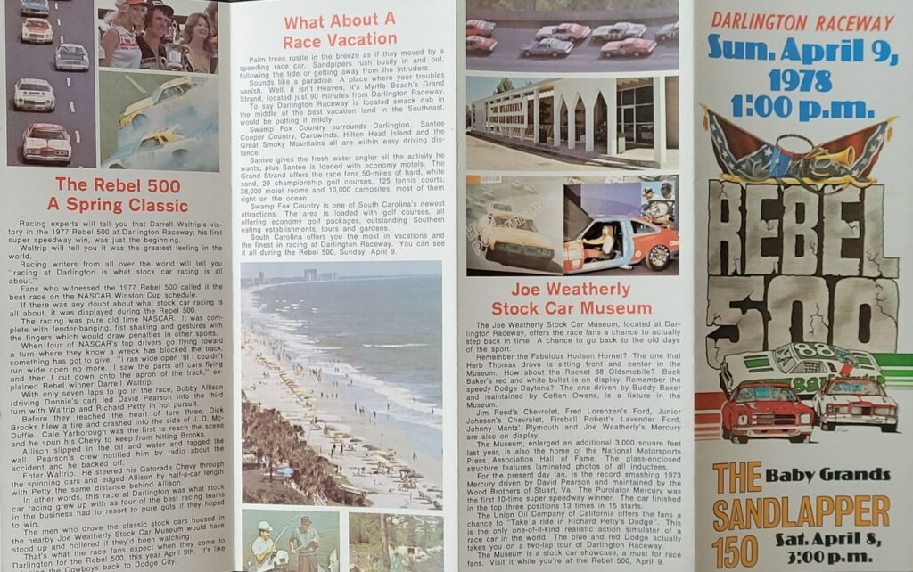 1978 NASCAR Darlington Rebel 500 Ticketing Brochure - Exterior