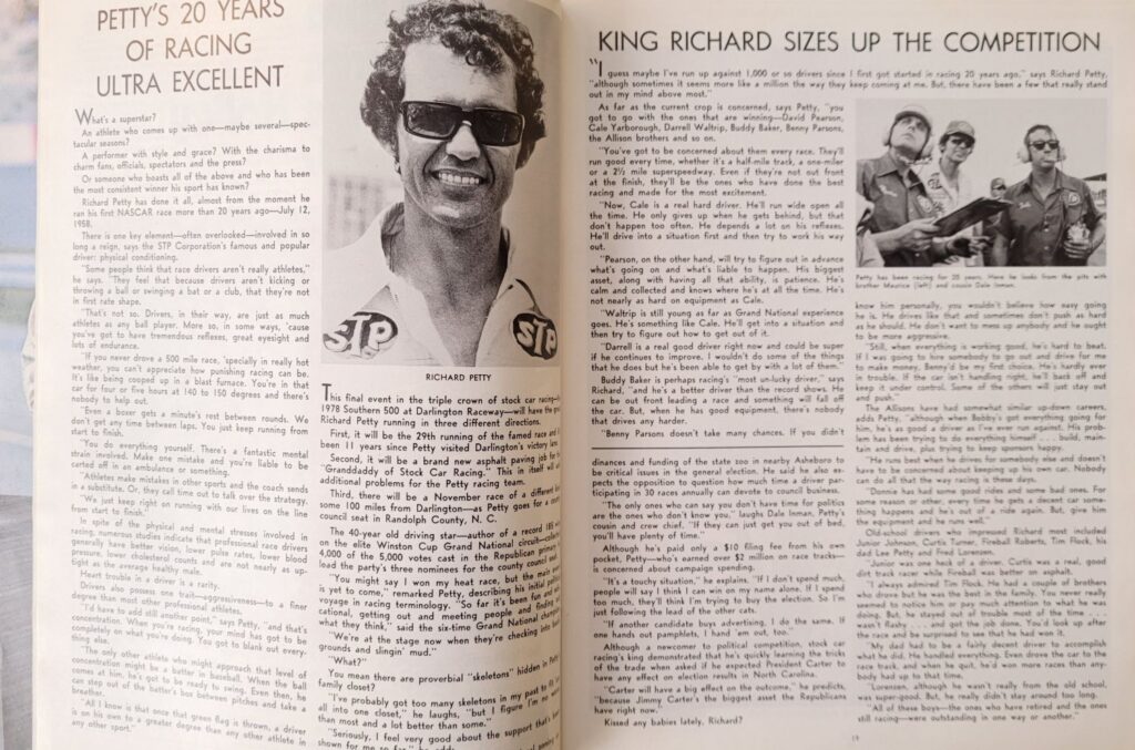 1978 NASCAR Darlington Southern 500 Program - Pages 18-19