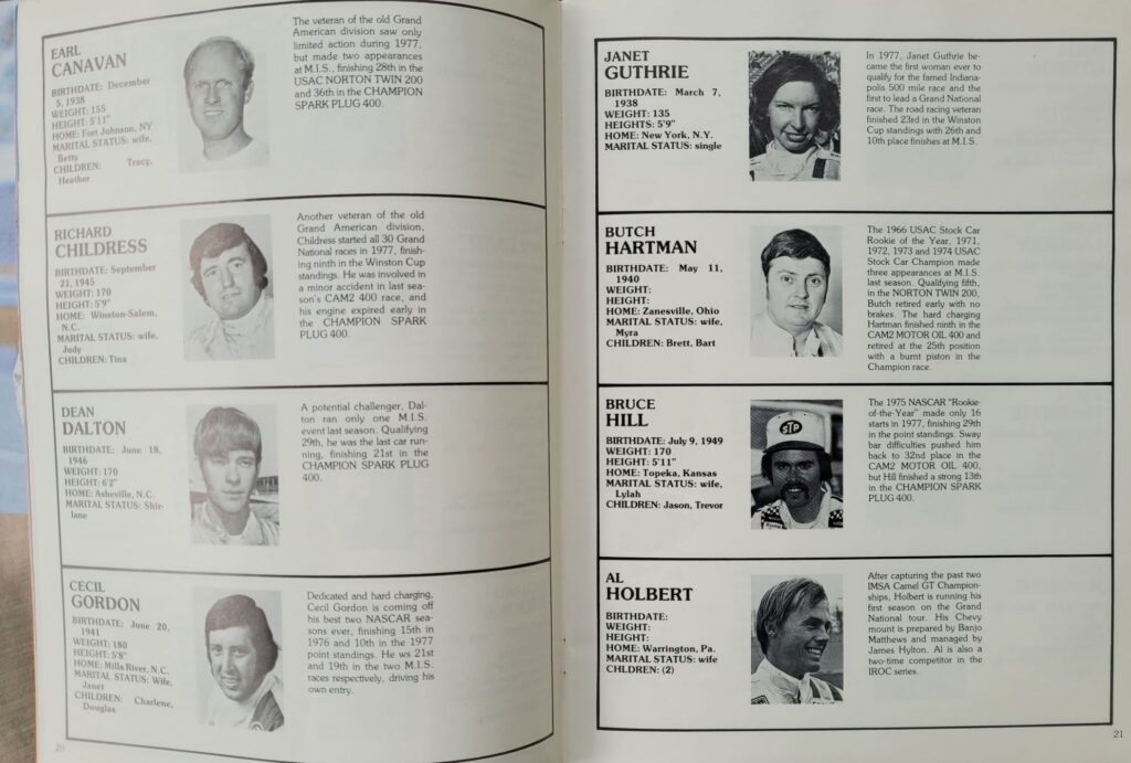 1978 NASCAR Michigan Gabriel 400 Program - Pages 20-21