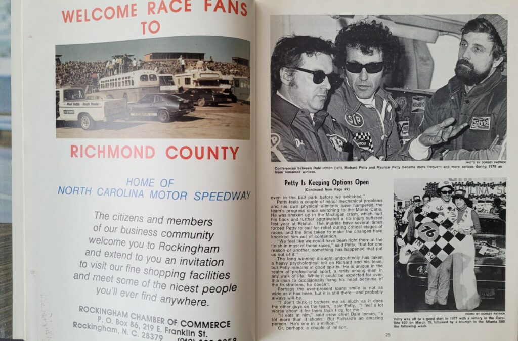 1978 NASCAR NCMS Rockingham American 500 Program - Pages 24-25