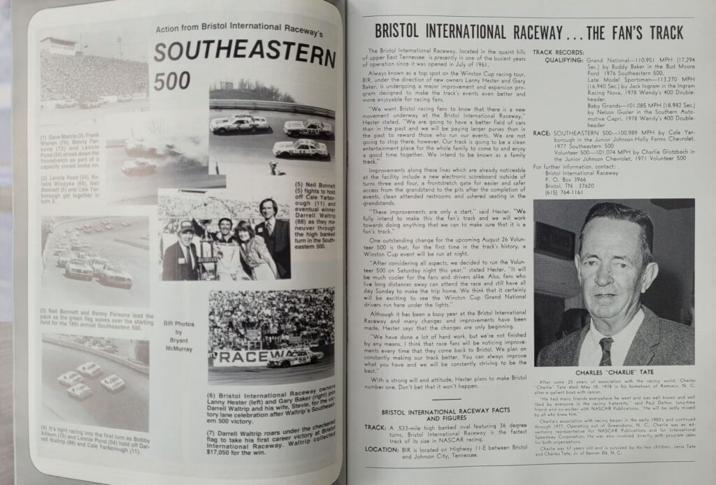 1978 NASCAR Nashville 420 Program - Bristol International Raceway