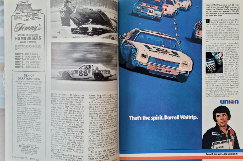 1978 NASCAR Ontario Los Angeles Times 500 Program - Pages 14-15