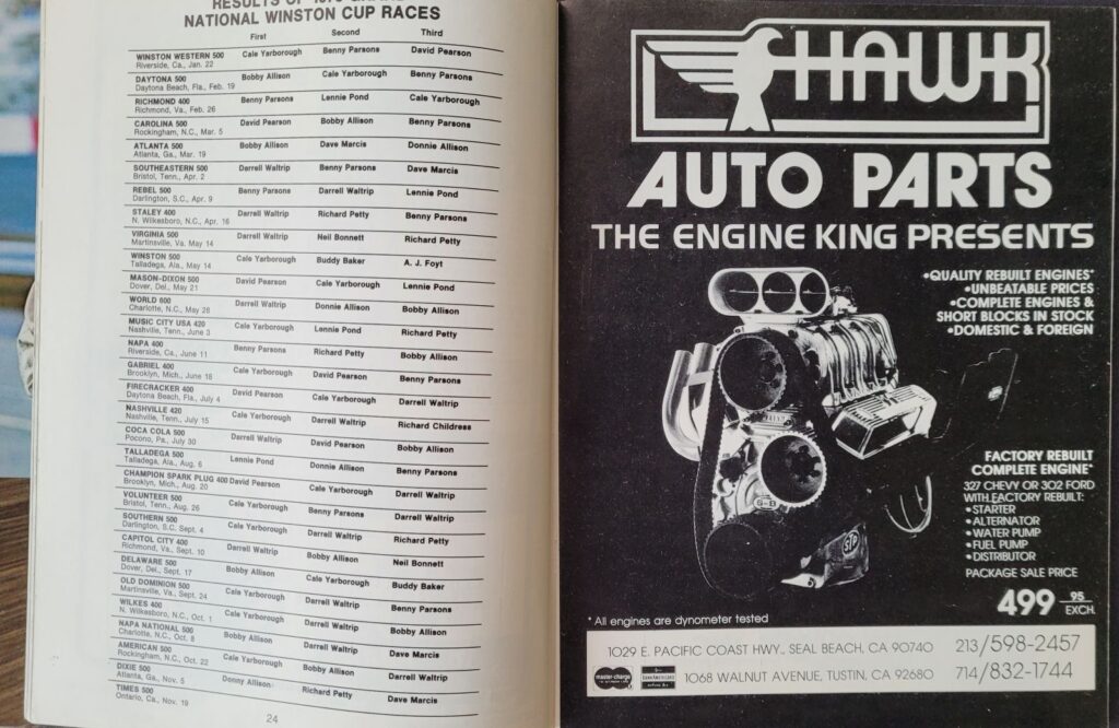 1978 NASCAR Ontario Los Angeles Times 500 Program - Pages 24-25
