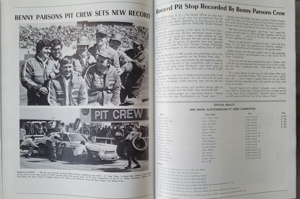 1978 NASCAR Richmond Capital City 400 Program - Pit Crew Competition