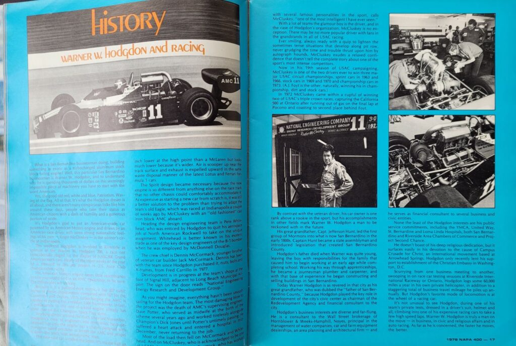 1978 NASCAR Riverside NAPA 400 Program - Pages 16-17