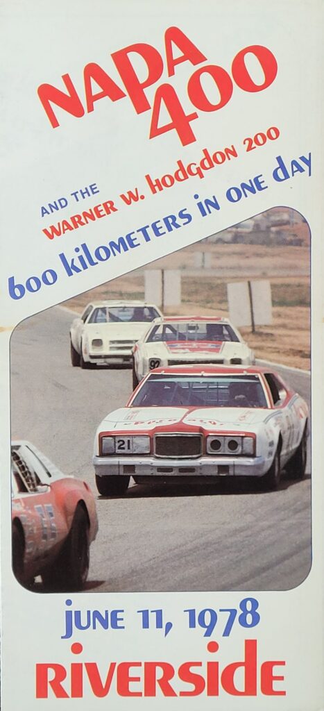 1978 NASCAR Riverside NAPA 400 Ticketing Brochure - Front
