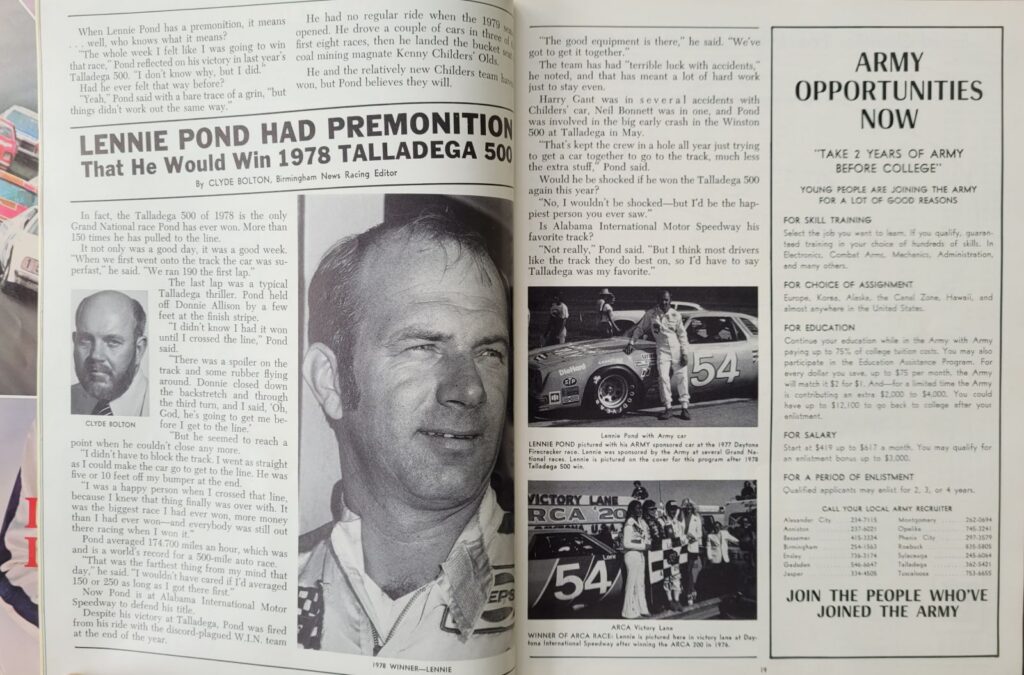1979 NASCAR AIMS Talladega 500 Program - Pages 18-19