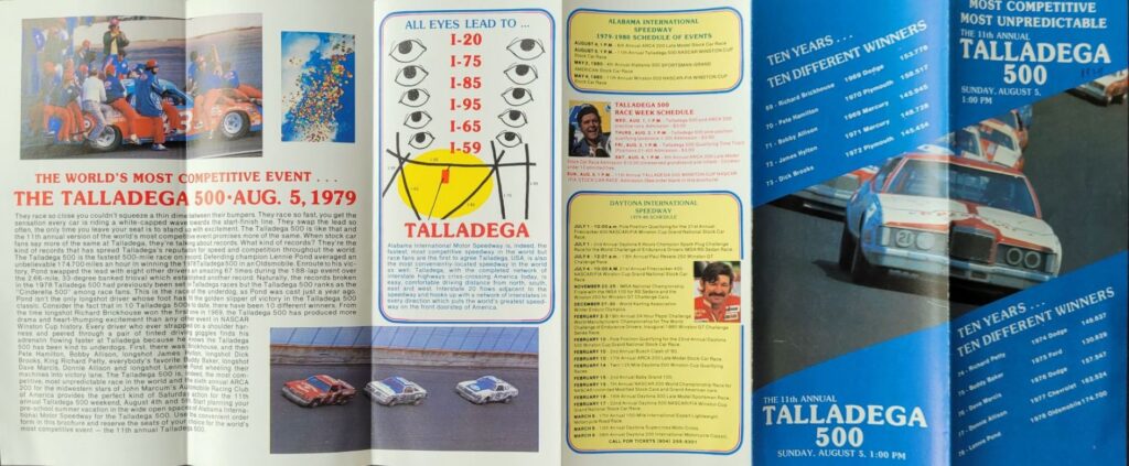 1979 NASCAR AIMS Talladega 500 Ticketing Brochure - Exterior